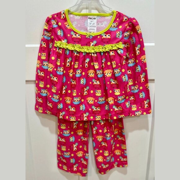 Night Life Owl Pajama Set Pink Long Sleeve Top & Pants NWT Size 3T - Picture 5 of 6